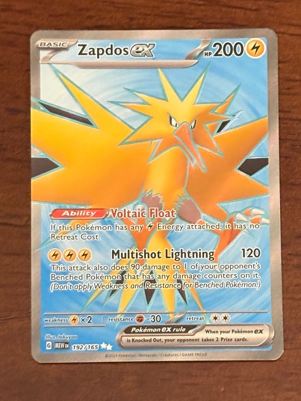 Pokémon 151 Zapdos EX Secret Rare Full Art S&V 151 192/165